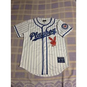 Playboy x Lids Pinstripe Baseball Jersey Mens Small Button Up World Champs # 53